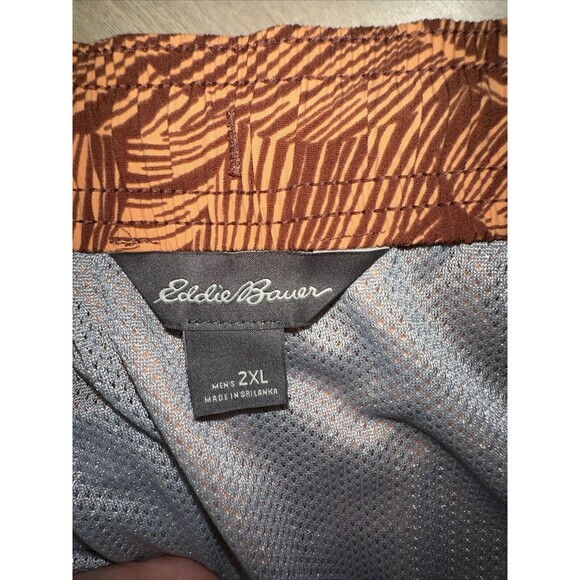 EDDIE BAUER  Sz 2XL Tropical Leaf Print Pull On Beach Swim Trunks Shorts Pockets - Picture 6 of 9